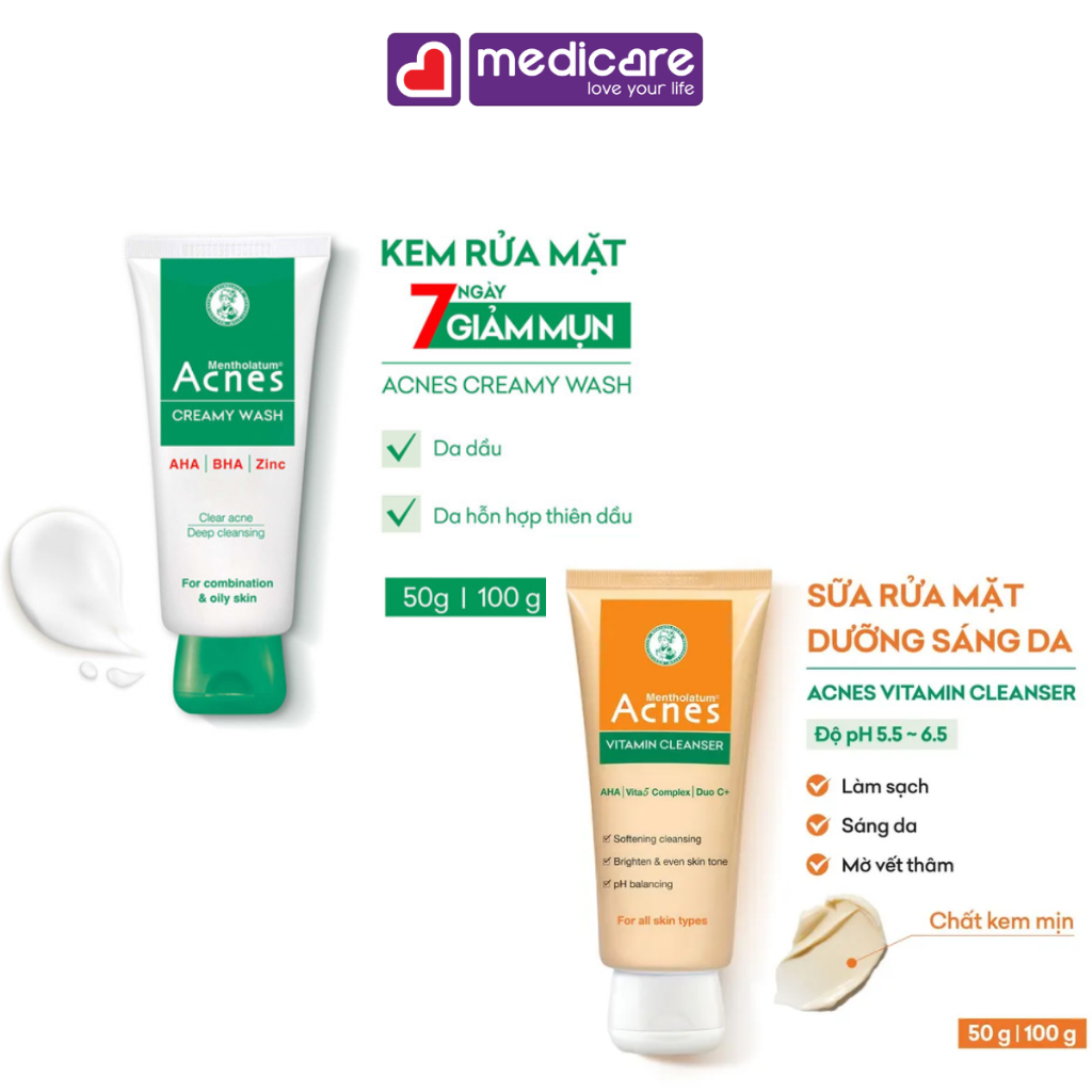 Kem rửa mặt ACNES sáng da ngăn ngừa mụn 100g