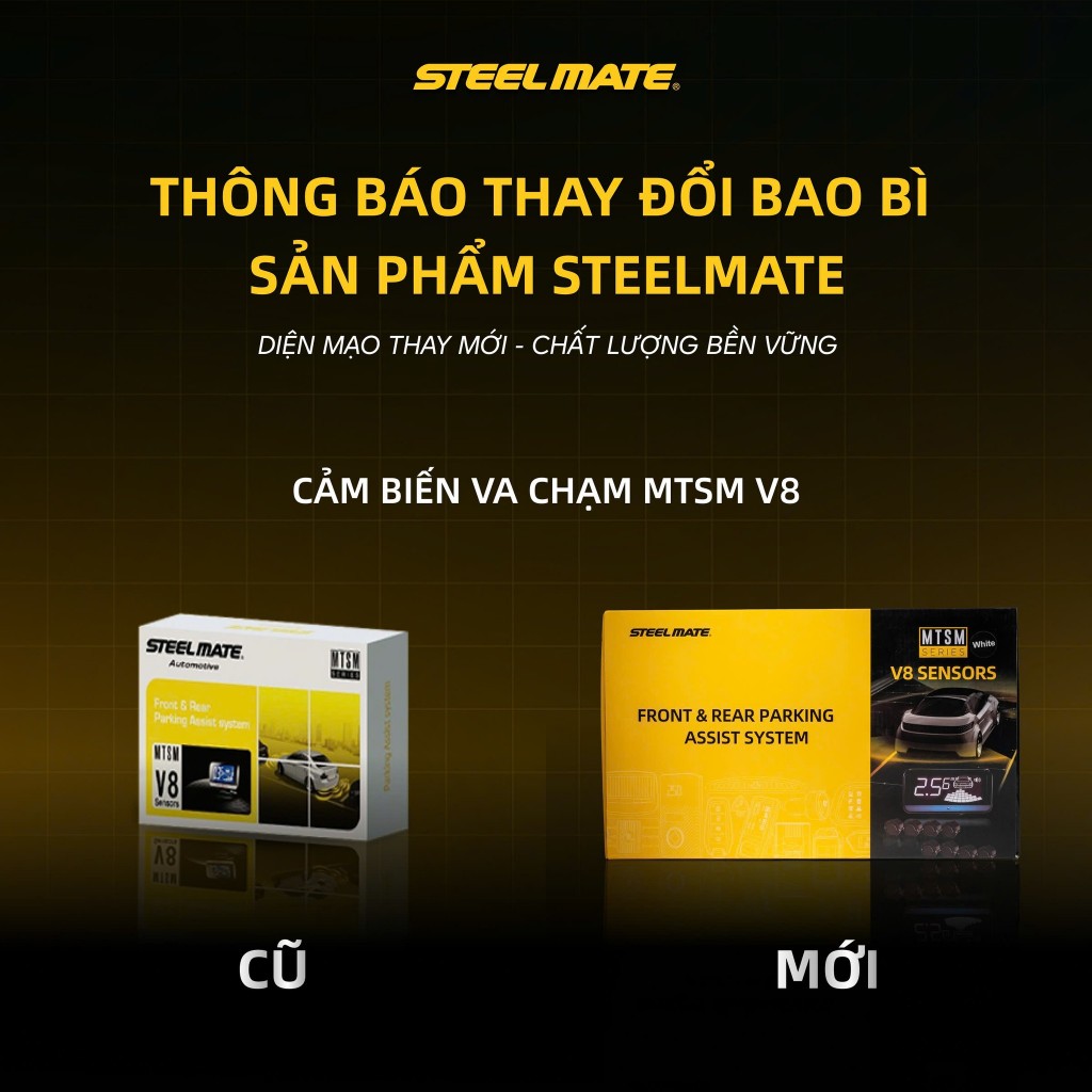 (HỎA TỐC) Cảm Biến Lùi & Tiến STEELMATE V8 | 8 Mắt Cảnh Báo Va Chạm Chính Xác | Lắp Trước Sau | Bảo Hành 3 Năm