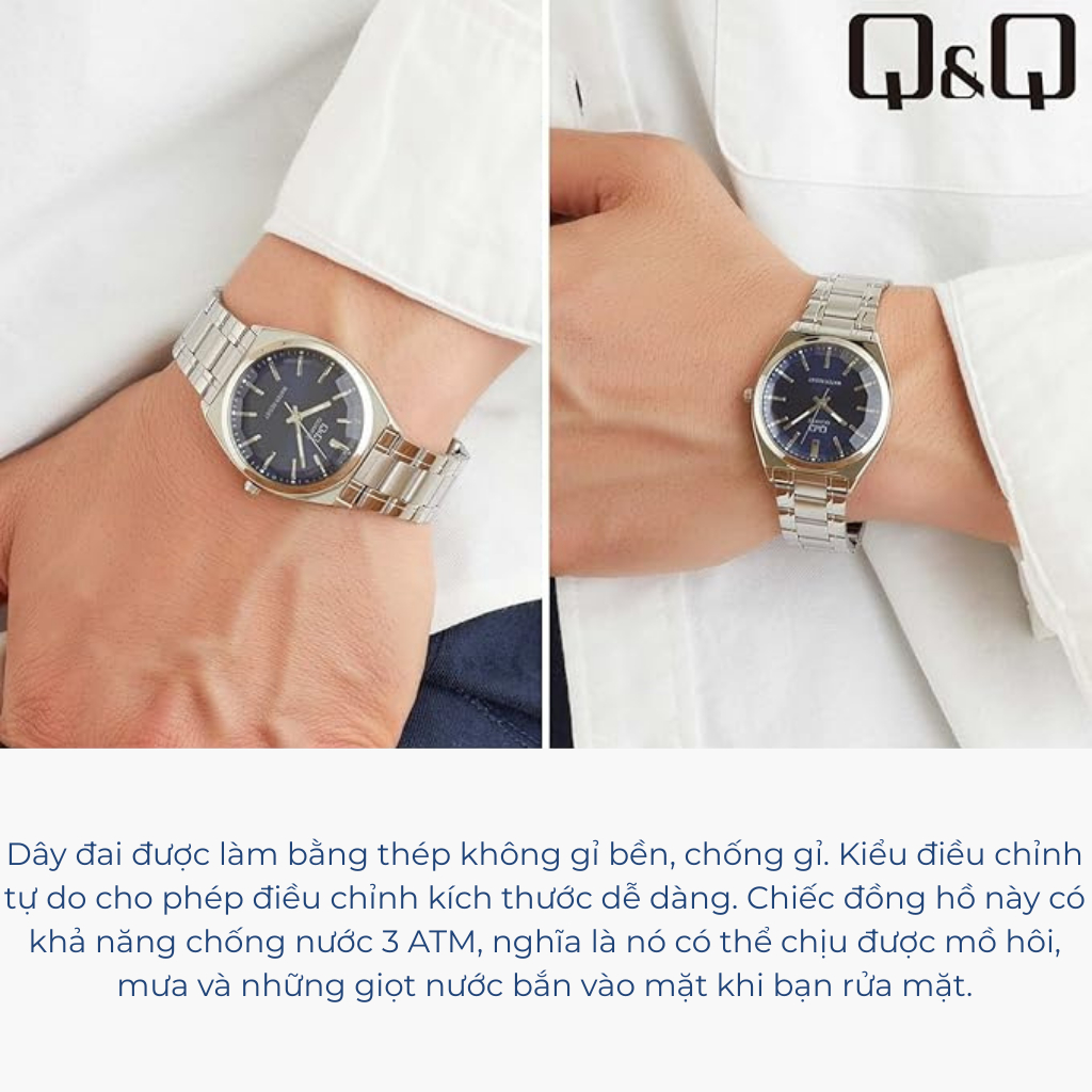 Q&Q Citizen Đồng Hồ Nam Analog - Dây Thép Không Gỉ Thời Trang