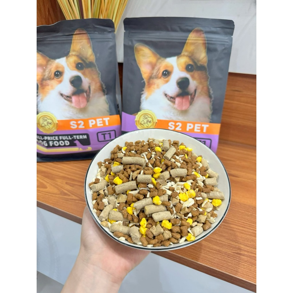 [HOẢ TỐC]Thức ăn hạt S2 PET T1 cho chó mix topping bao 1kg