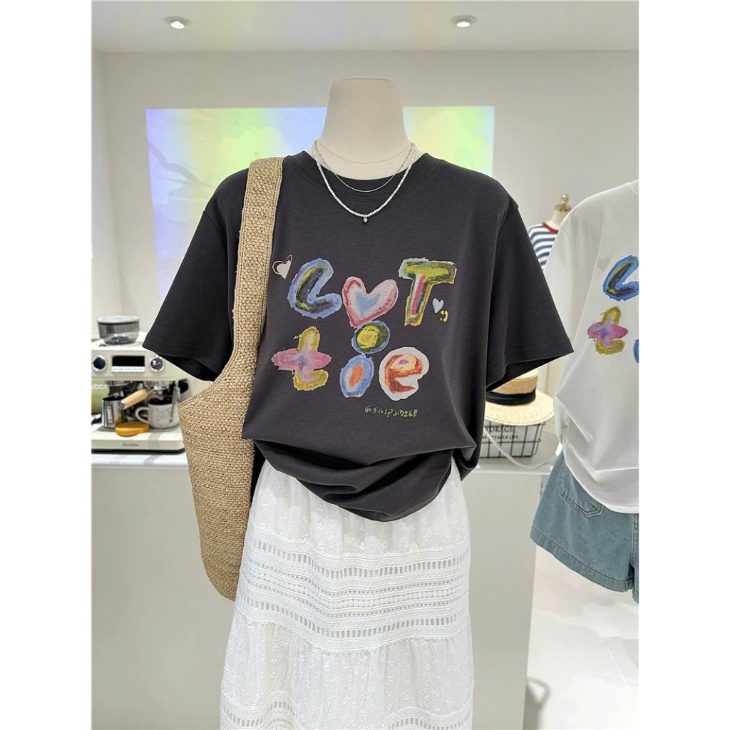 Áo thun Basic nữ, Áo phông nữ ngắn tay in hình trẻ trung JULY FASHION, Áo cotton nữ dày dặn, mát mẻ, hình in trẻ trung