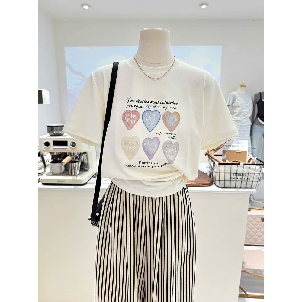 Áo thun Basic nữ, Áo phông nữ ngắn tay in hình trẻ trung JULY FASHION, Áo cotton nữ dày dặn, mát mẻ, hình in trẻ trung