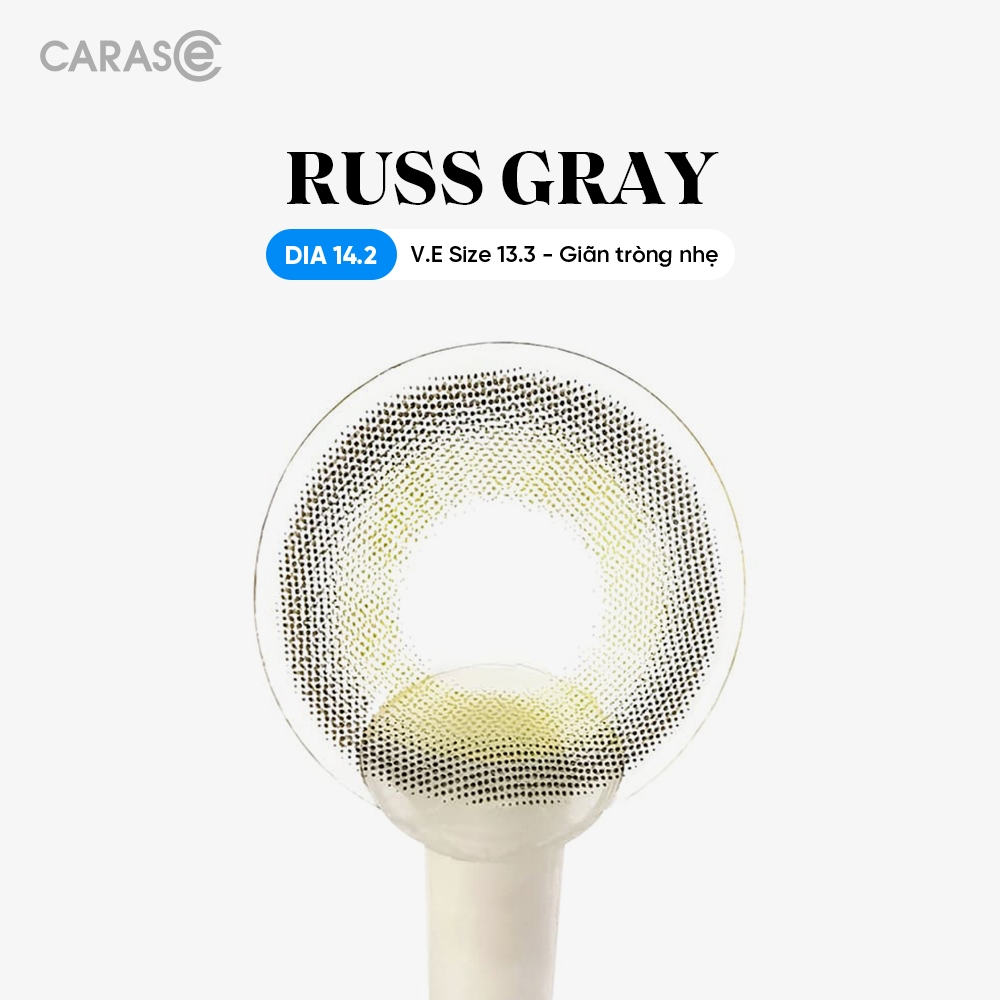 [1 chiếc] Kính áp tròng khoá ẩm 8H 3 Tháng Màu Xám CARASE, Lens cận RUSS GRAY
