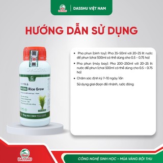 DASSHU RICE GROW - Phân Bón Lúa Hỗ Trợ Đẻ Nhánh, Làm Đòng, Trổ Bông, Bổ Sung Humic Và Vi Lượng