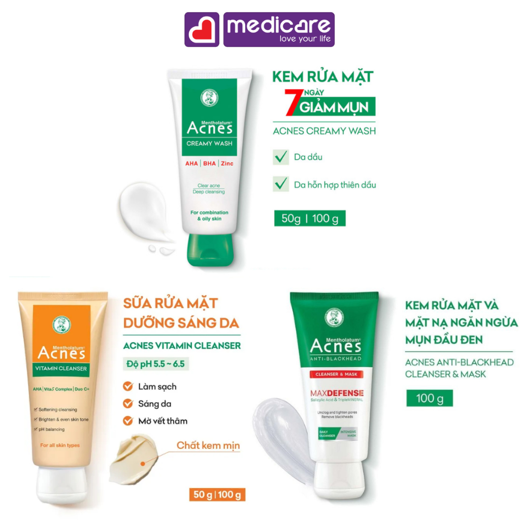 Kem rửa mặt ACNES sáng da ngăn ngừa mụn 100g