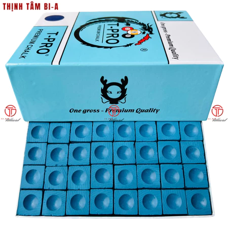 Hộp 144 Viên Lơ Bida T-Pro Thịnh Tâm Xanh Xám Bám Đầu Cơ, Phấn Lơ Cơ Bi-a TPRO Mịn, Ít Bụi