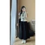 Chân váy kaki thô basic dáng dài xếp ly vintage CV5169