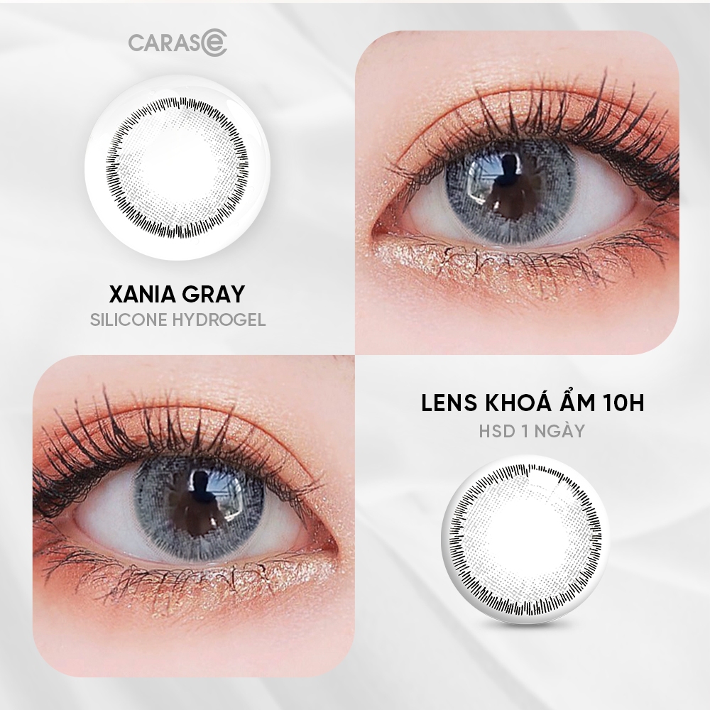 [1 chiếc] Kính áp tròng khoá ẩm 1 Ngày Màu Xám CARASE, Lens cận XANIA GRAY