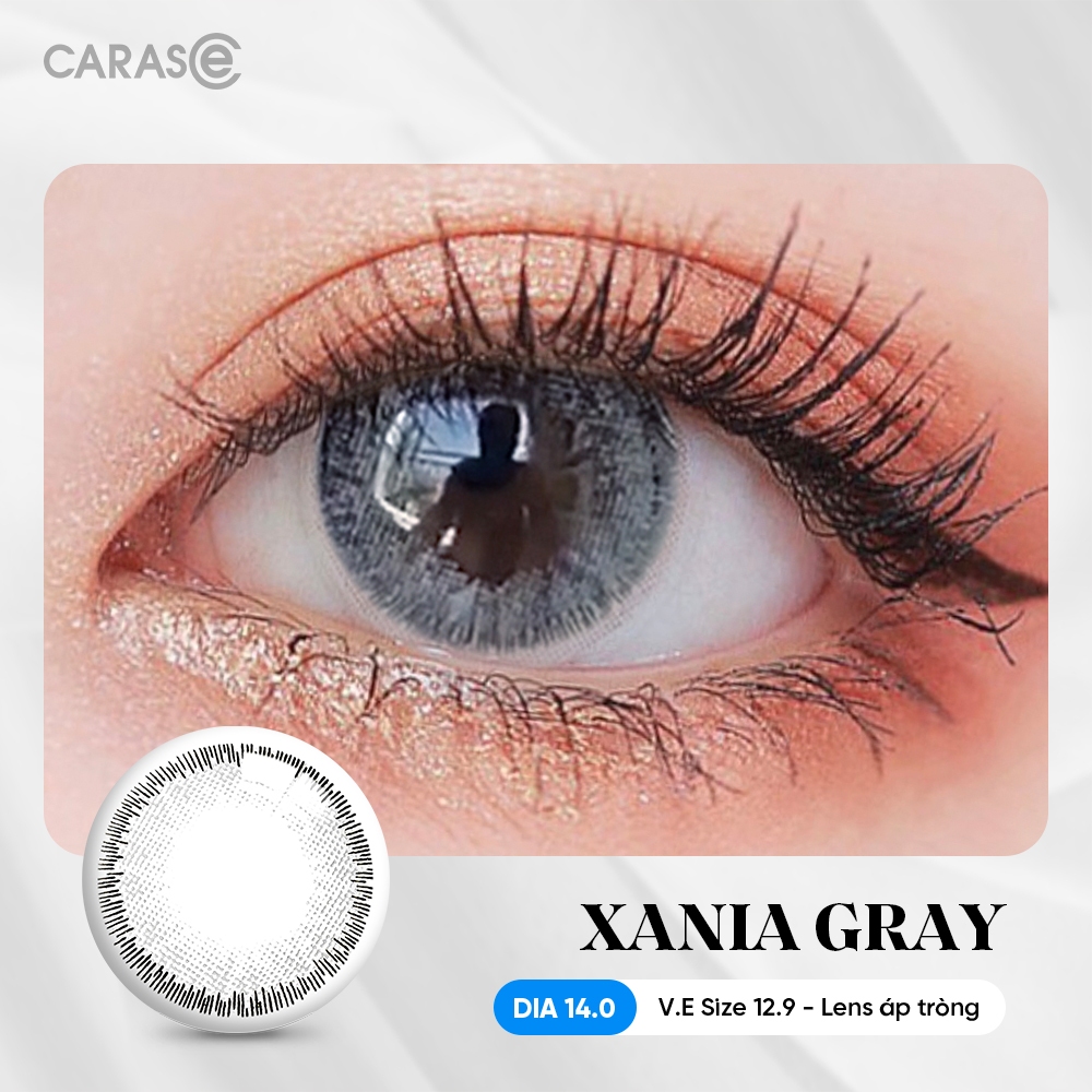 [1 chiếc] Kính áp tròng khoá ẩm 10H 3 Tháng Màu Xám CARASE, Lens cận XANIA GRAY
