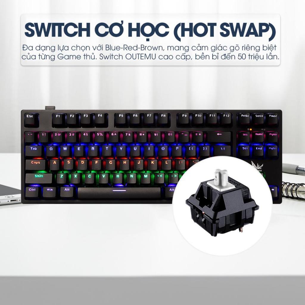 [SIÊU DEAL] Bàn Phím Cơ Không Dây Gaming ZADEZ GT-O15DK – TKL 87 Phím, LED RGB, Pin 2000mAh