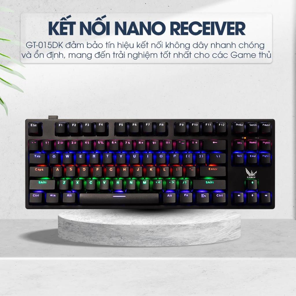 [SIÊU DEAL] Bàn Phím Cơ Không Dây Gaming ZADEZ GT-O15DK – TKL 87 Phím, LED RGB, Pin 2000mAh
