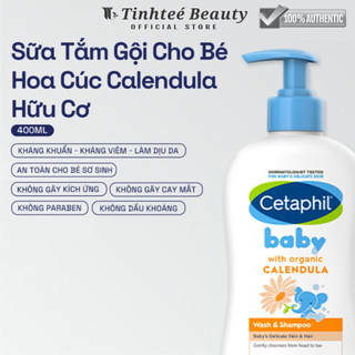 Sữa tắm dưỡng ẩm dịu lành cho bé với Calendula hoa cúc hữu cơ CETAPHIL BABY W&SHAMPOO CALENDULA 400ML