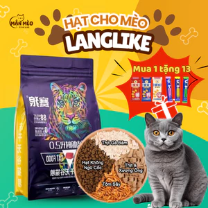 Hạt LANGLIKE thức ăn cho mèo 5kg chứa 40% Protein, 20% topping không độn ngũ cốc cùng thịt sấy