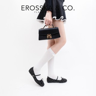 [EROSSKA] - Giày búp bê nữ đế bệt mũi vuông phối nơ thời trang cao 1cm - EL104
