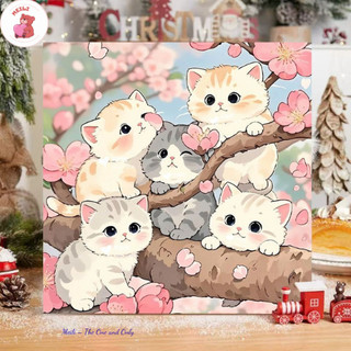 ( TẶNG SET 10 KHẨU TRANG) Tranh Số Hoá Shiba Biển Hoạt Hình Tranh Tô Màu 20x20cm dễ thương đầy đủ cọ, màu, căng khung sẵ