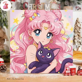 ( TẶNG SET 10 KHẨU TRANG) Tranh Số Hoá Mèo Selfie Hoạt Hình Tranh Tô Màu 20x20cm dễ thương đầy đủ cọ, màu, căng khung sẵ