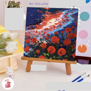 ( TẶNG SET 10 KHẨU TRANG) Tranh Số Hoá Shiba Biển Hoạt Hình Tranh Tô Màu 20x20cm dễ thương đầy đủ cọ, màu, căng khung sẵ