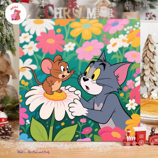 ( TẶNG SET 10 KHẨU TRANG) Tranh Số Hoá Cành Hồng Biển Hoạt Hình Tranh Tô Màu 20x20cm dễ thương đầy đủ cọ, màu, căng khun