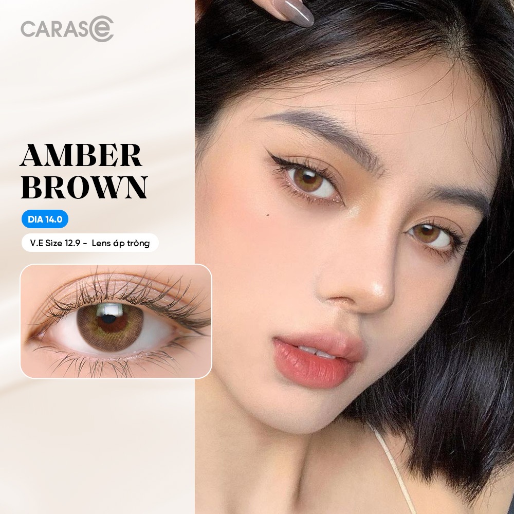 [1 Chiếc] Kính áp tròng khoá ẩm 1 Ngày Màu Nâu CARASE, Lens cận AMBER BROWN (1 bên mắt)