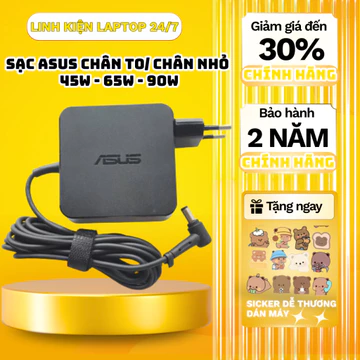 Sạc Asus Vuông Zin 45W, 65W, 90W - Sạc Laptop Asus Chân To/Nhỏ, Cục Sạc Asus VivoBook, ZenBook BẢO HÀNH 24 THÁNG