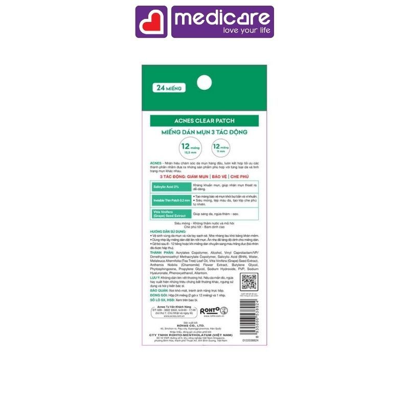 Miếng dán mụn ACNES clear patch giúp giảm mụn sưng