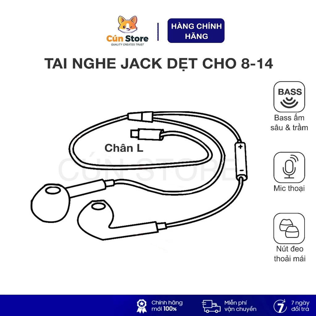 Tai nghe jack dẹt zin bóc máy