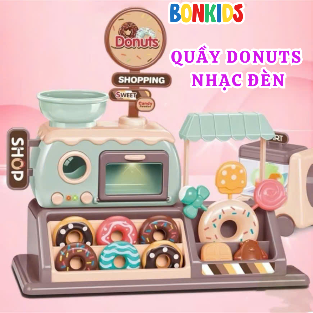 Đồ Chơi Bán Hàng Donut Bánh Kẹo Cho Bé Phát Đèn Nhạc Chơi Nhập Vai Bon Kids