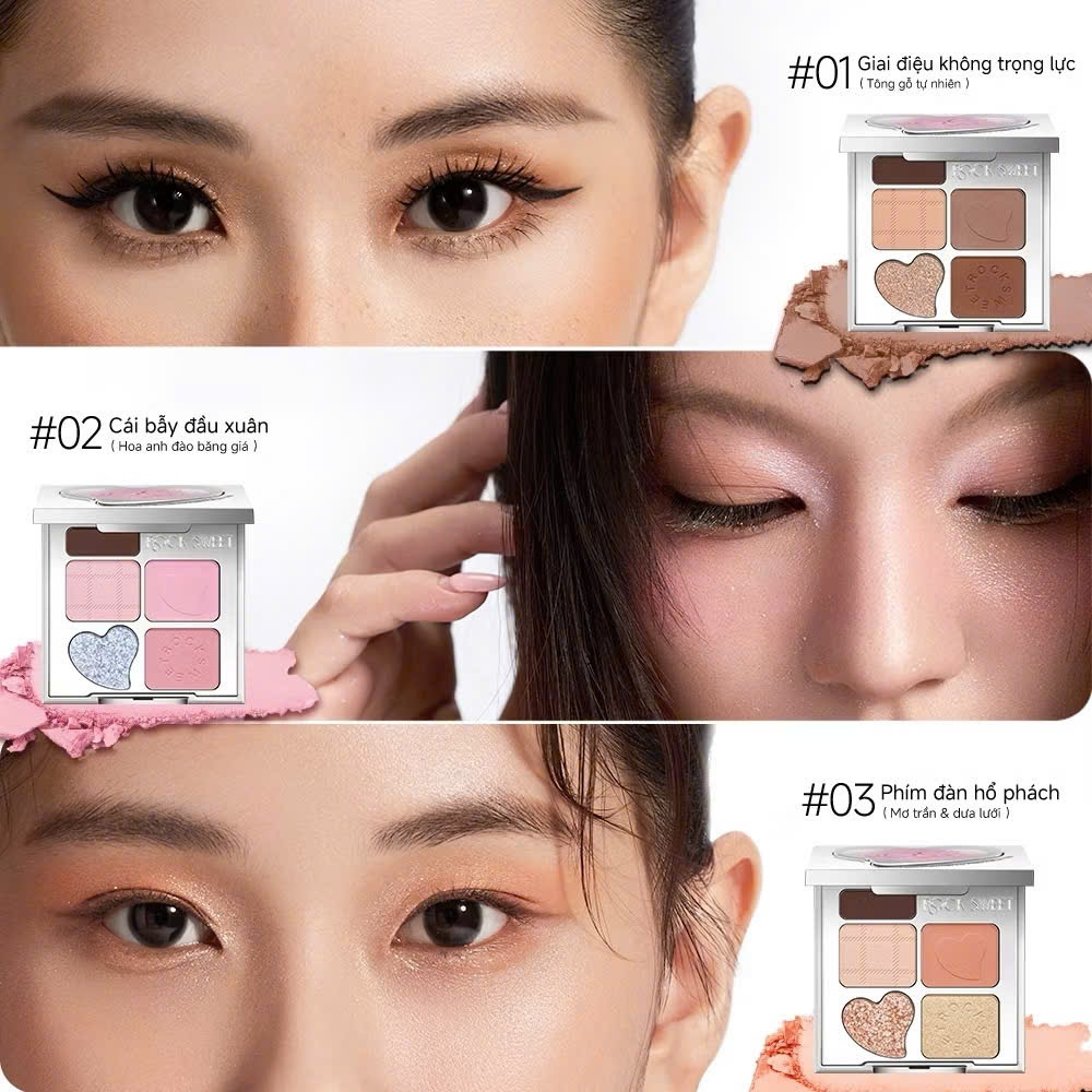 Bảng trang điểm đa năng Rock Sweet 7 màu kết hợp phấn mắt má hồng và highlight | NHÍM HOUSE