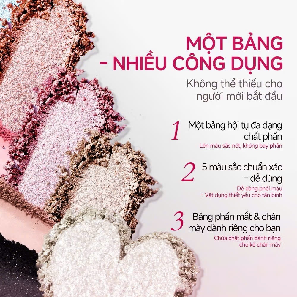 Bảng trang điểm đa năng Rock Sweet 7 màu kết hợp phấn mắt má hồng và highlight | NHÍM HOUSE