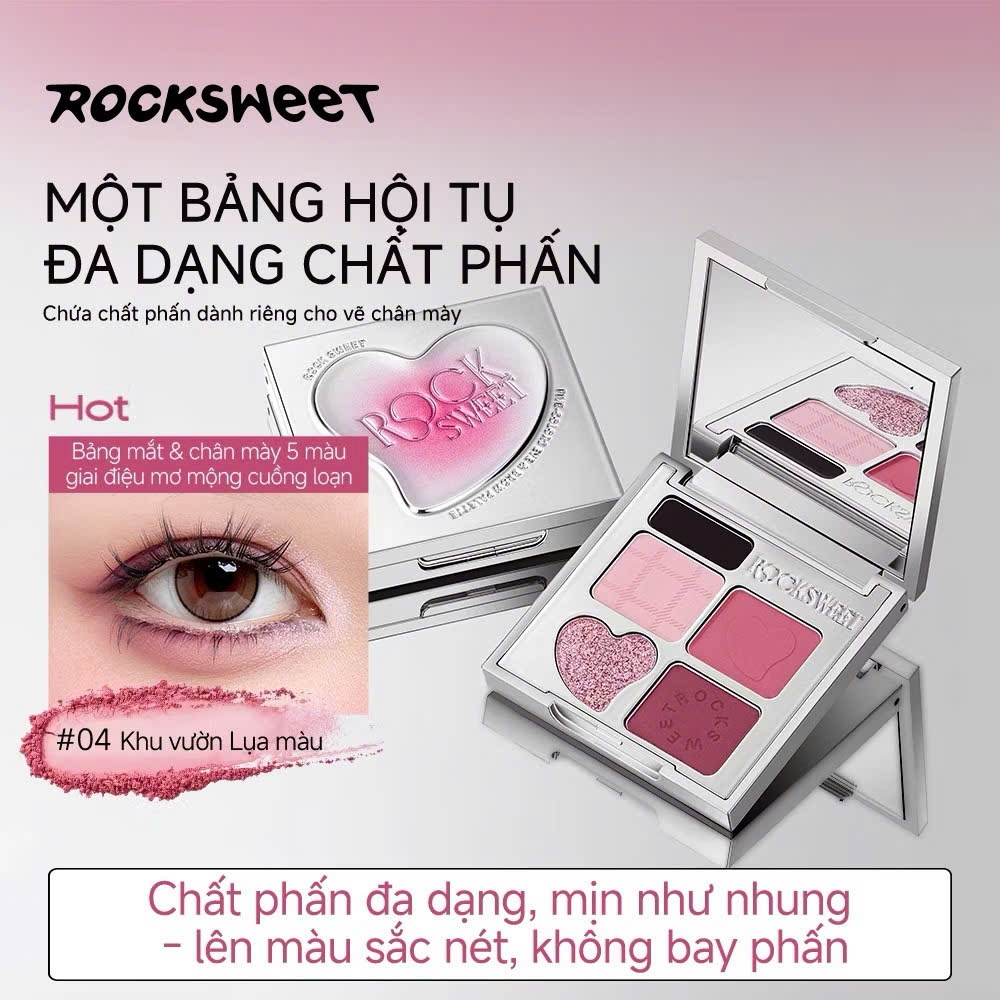 Bảng trang điểm đa năng Rock Sweet 7 màu kết hợp phấn mắt má hồng và highlight | NHÍM HOUSE
