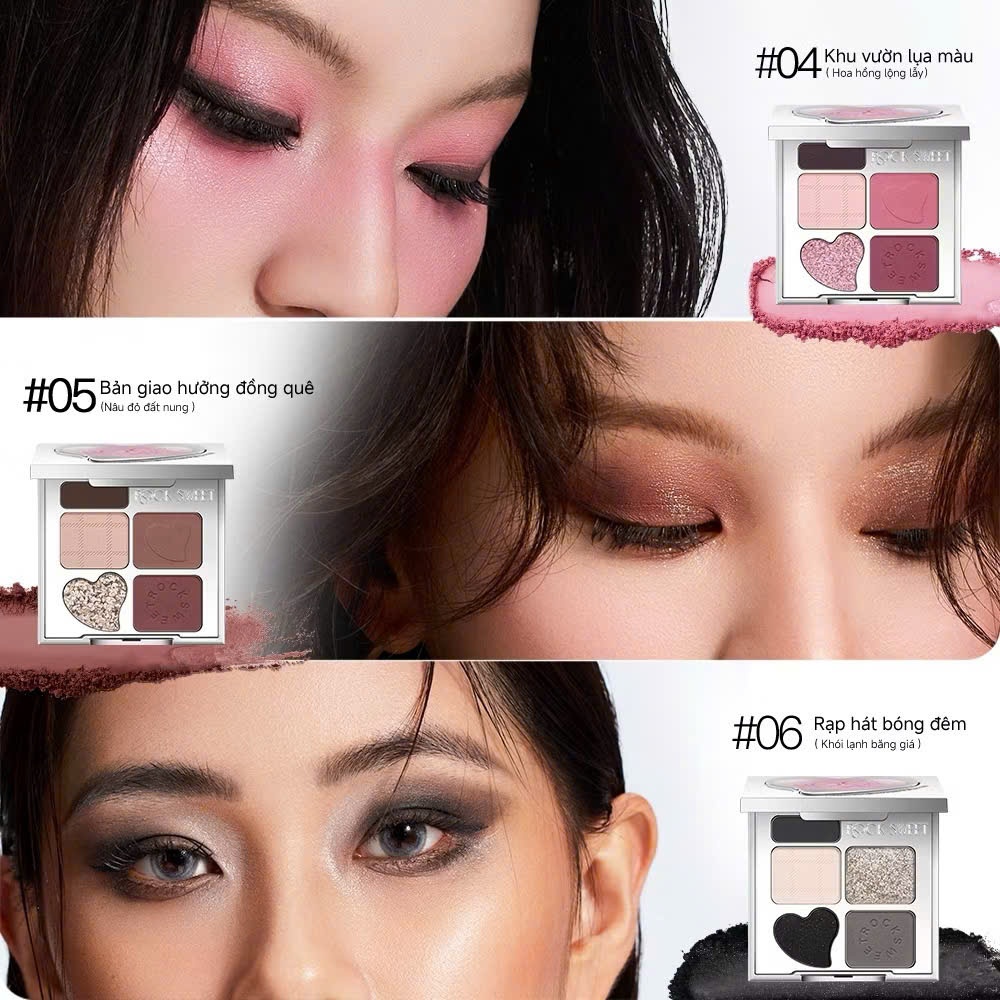 Bảng trang điểm đa năng Rock Sweet 7 màu kết hợp phấn mắt má hồng và highlight | NHÍM HOUSE