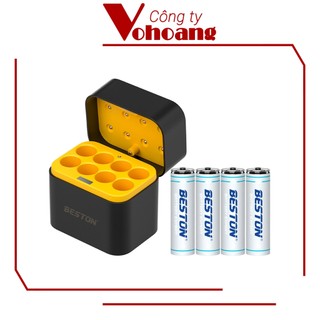 Hộp sạc pin Lithium 1.5V Beston M7036 sạc 8 khe pin AA, sạc nhanh, pin dung lượng siêu cao