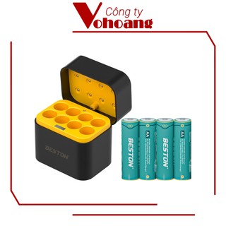 Hộp sạc pin Lithium 1.5V Beston M7036 sạc 8 khe pin AA, sạc nhanh, pin dung lượng siêu cao