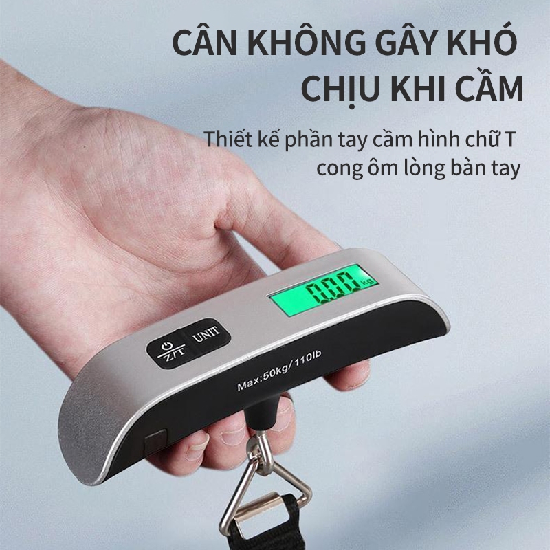Cân Hành Lý Điện Tử ICON 50kg - Cân Treo Mini Cầm Tay, Móc Dù Bền, Cầm Êm Tay Không Hề Đau Tay