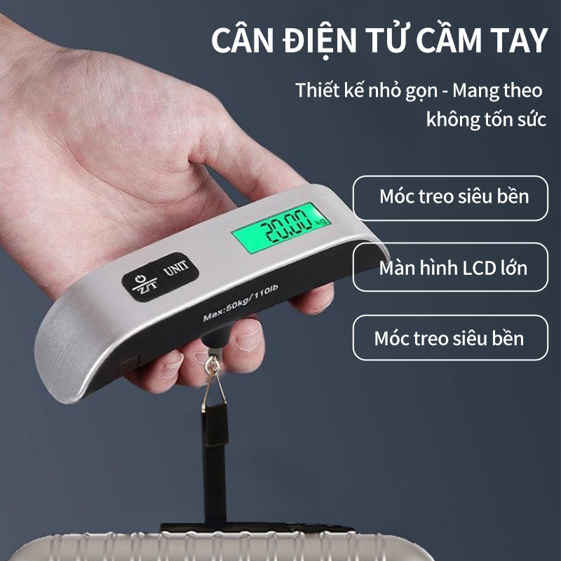 Cân Hành Lý Điện Tử ICON 50kg - Cân Treo Mini Cầm Tay, Móc Dù Bền, Cầm Êm Tay Không Hề Đau Tay