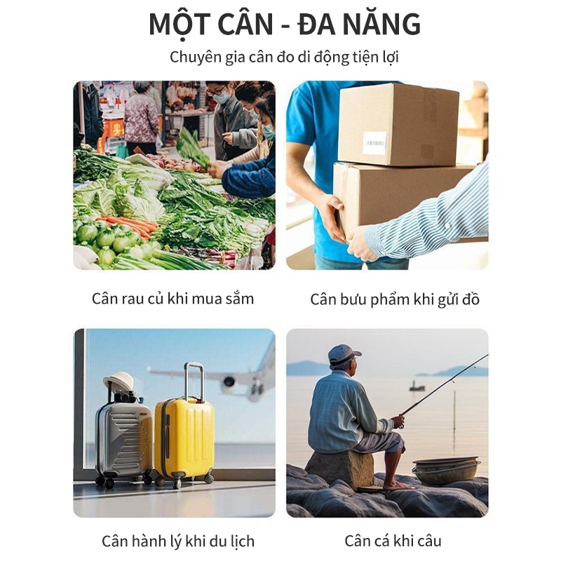 Cân Hành Lý Điện Tử ICON 50kg - Cân Treo Mini Cầm Tay, Móc Dù Bền, Cầm Êm Tay Không Hề Đau Tay