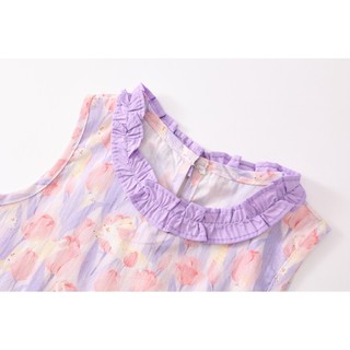 Đồ Bộ Bé Gái, Sét Áo Sát Nách Kèm Quần Ống Suông Cho Bé Thiết Kế Hoa Nổi Bật Chất Liệu Cotton Mềm