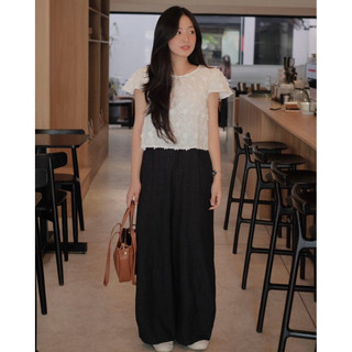Quần denim dày form suông ống rộng Ma Vie