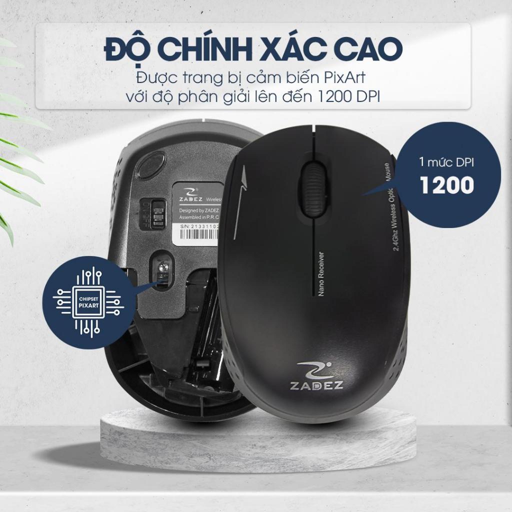 [SIÊU DEAL] Chuột Không Dây ZADEZ M-331 - Thiết Kế Ergonomic, Cảm Biến PixArt, 1200DPI, Có Nhiều Màu