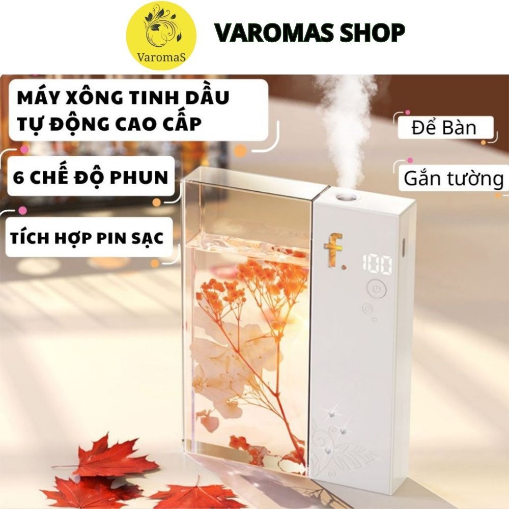 Máy Xịt Thơm Phòng Tự Động Varomas Máy Xông Tinh Dầu Khuếch Tán Hương Thơm Phòng Ngủ Pin Sạc Kèm Tinh Dầu Nước Hoa KT95