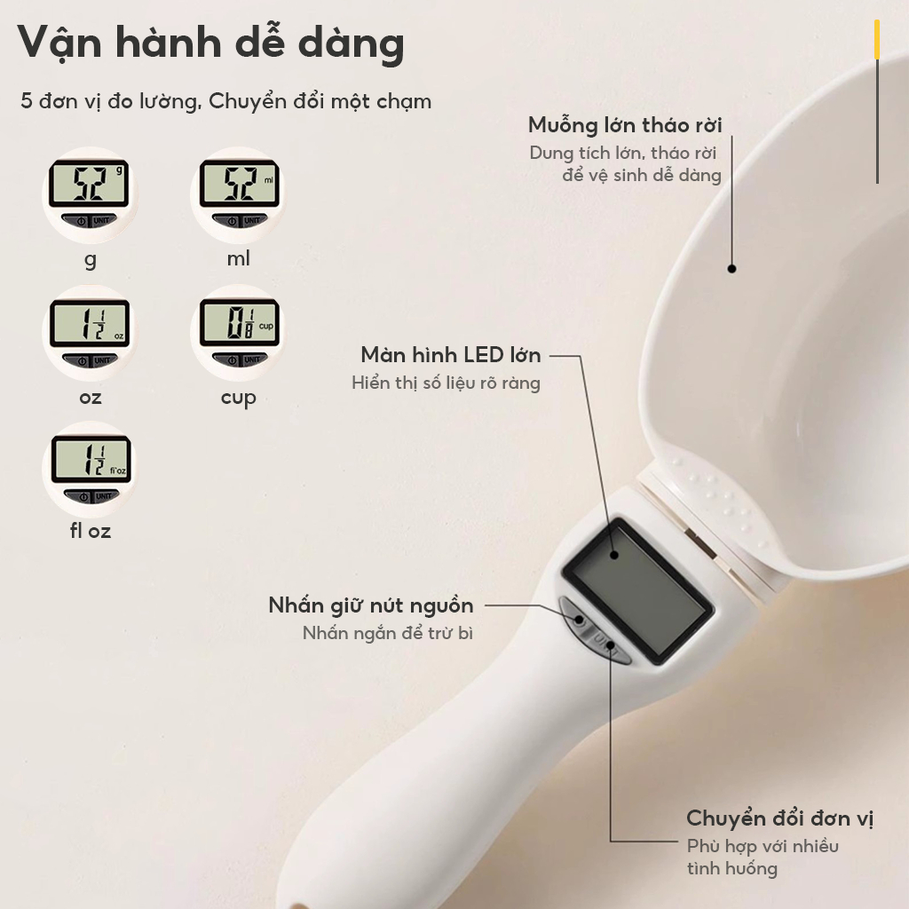 Muỗng cân điện tử đa năng nhà bếp - Cân trọng lượng thực phẩm, cà phê chính xác 0.1g