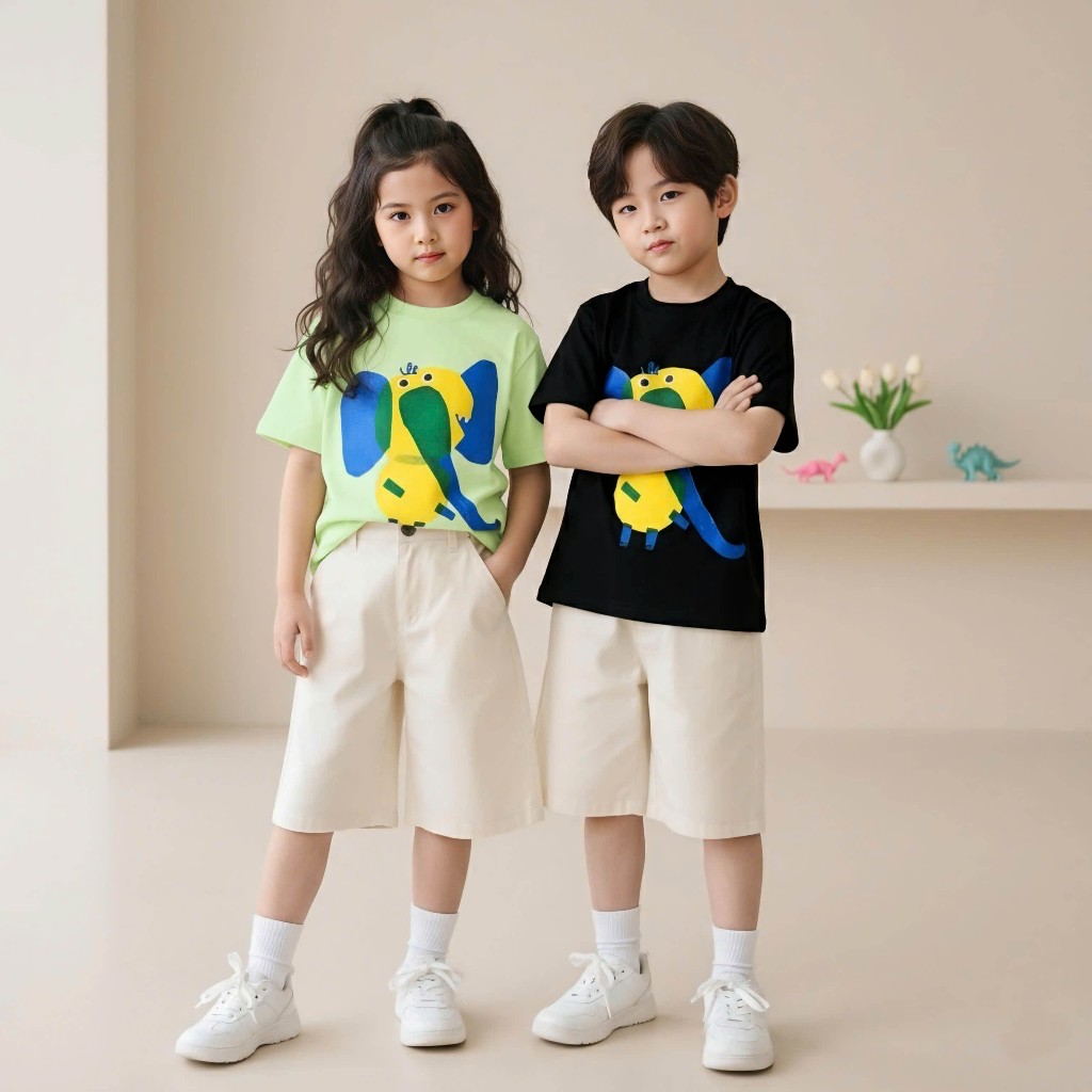 Áo Thun Trẻ Em Mirage Voi Tai Xanh Dễ Thương Chất 100% Cotton Cao Cấp.