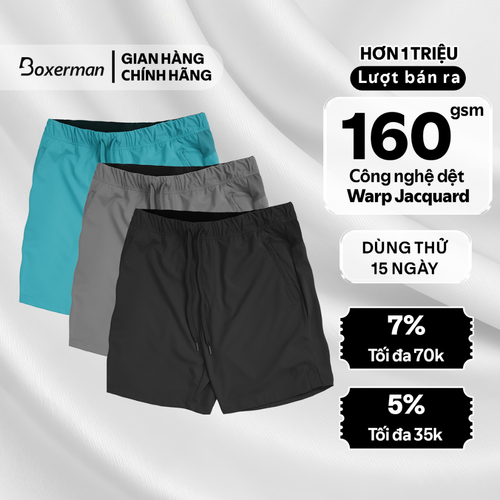 Combo 3 quần short nam Smartfit BOXERMAN vải polyamide mềm mịn thoáng mát, co giãn tốt, chuẩn form | BigBuy360 - bigbuy360.vn