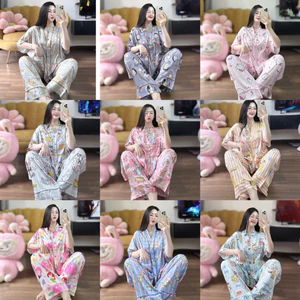 Đồ bộ set ngủ mặc nhà cổ V tay cánh dơi lụa mịn latin mềm mát