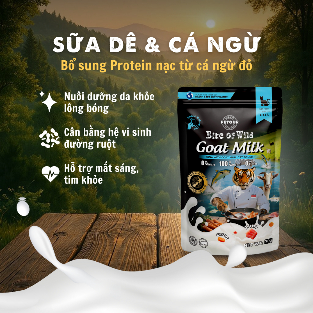 Pate Cao Cấp Bite of Wild Túi 70G Công Thức Giàu Đạm Và Sữa Dê Cho Mèo Từ 2 Tháng Tuổi