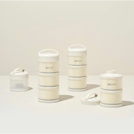 Hộp nhựa chia sữa bột 3 ngăn Moyuum cho bé 8x8x18cm, bộ trữ sữa chống ẩm Hàn Quốc