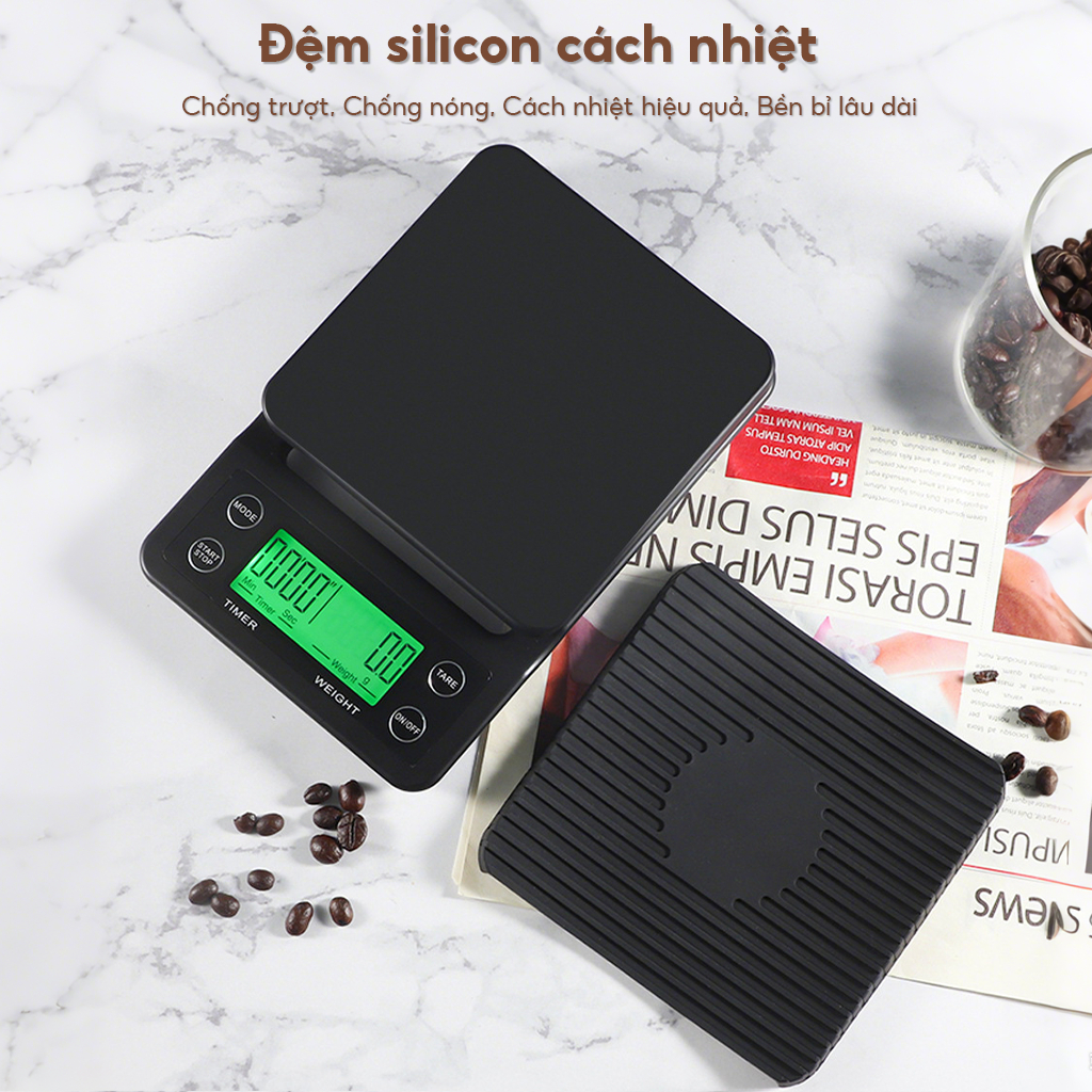 Cân Cà Phê 5kg Độ Chính Xác 0.1g - CÂN CHUYÊN DỤNG Có Tính Giờ