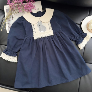 Váy Cho Bé Gái, Váy Dài Tay Thu Đông Cho Bé Thêu Họa Tiết Thỏ Đáng Yêu Chất Liệu Cotton