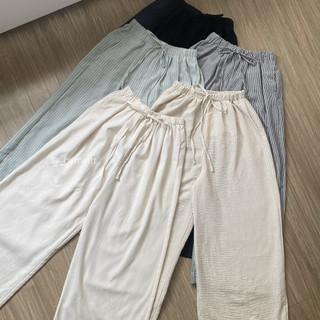 LINEN PANTS | Quần dài linen ống rộng lưng chun đơn giản, hack dáng, dễ mặc | ByMintt