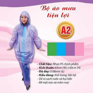 BỘ QUẦN + ÁO ĐI MƯA BỘ A2  HÀNG KHÔNG CÚC KHÔNG KHÓA KHÔNG THẤM NƯỚC